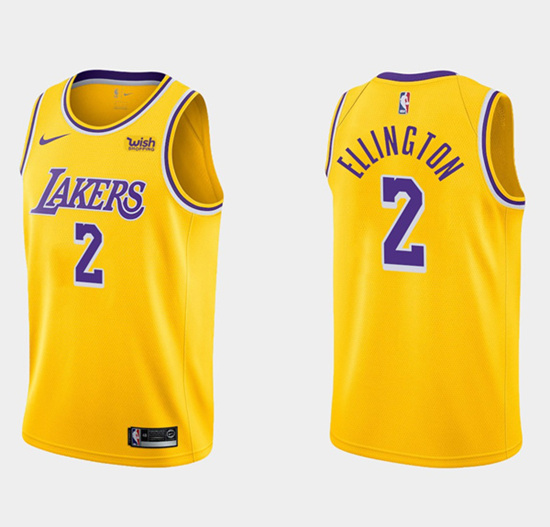 Men's Los Angeles Lakers #2 Wayne Ellington Yellow Stitched Basketball Jersey